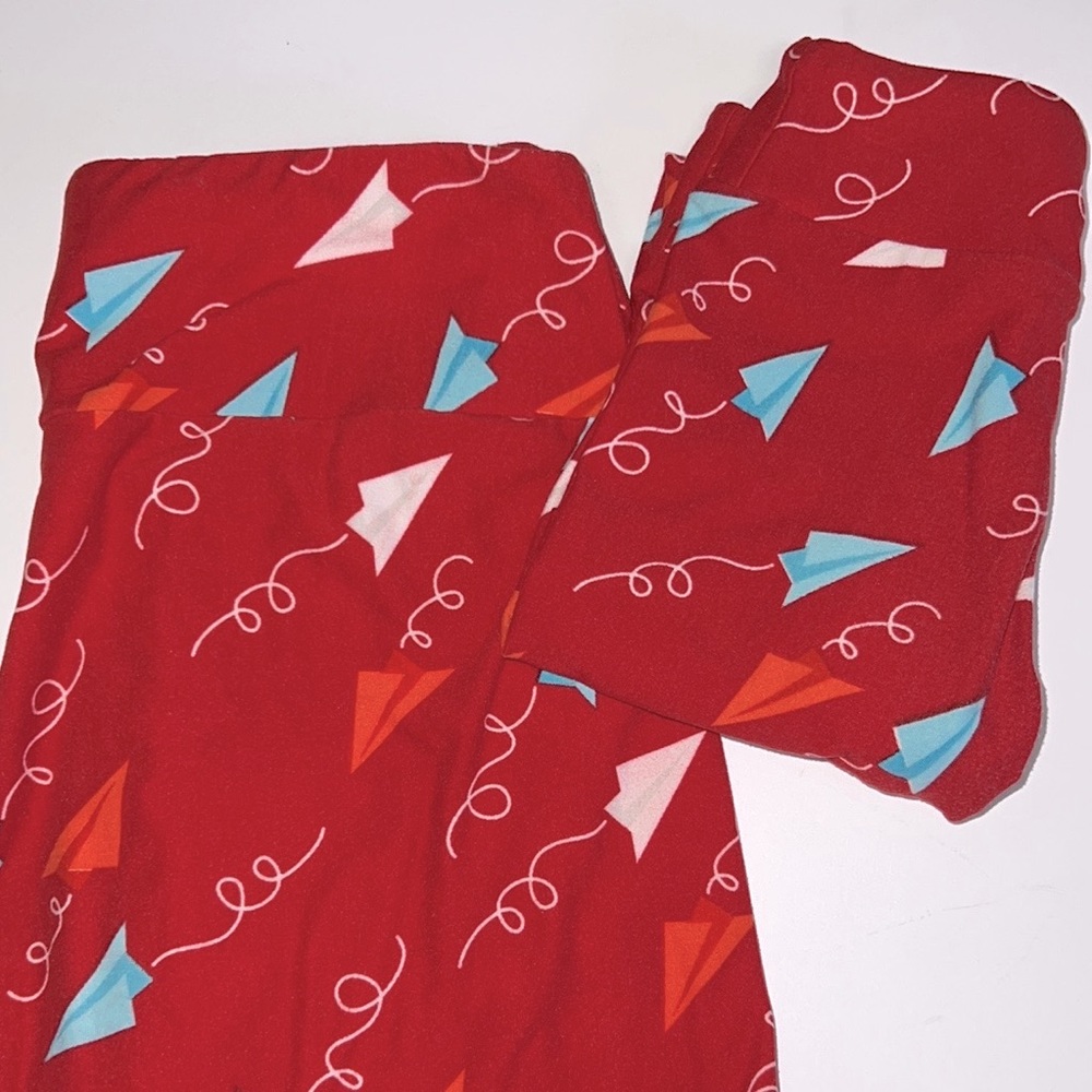 Mommy Me Set (OS & Kids Small) Paper Airplanes Red White Blue Summer Leggings